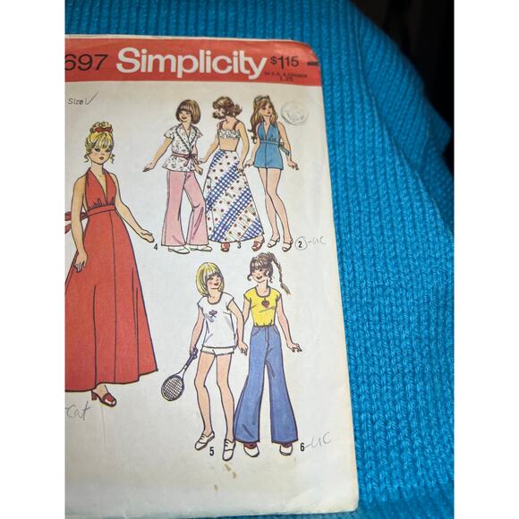 Simplicity Pattern 6697 Barbie 11 1/2in doll clothes 1970s dress jumpsuit top - Picture 3 of 6